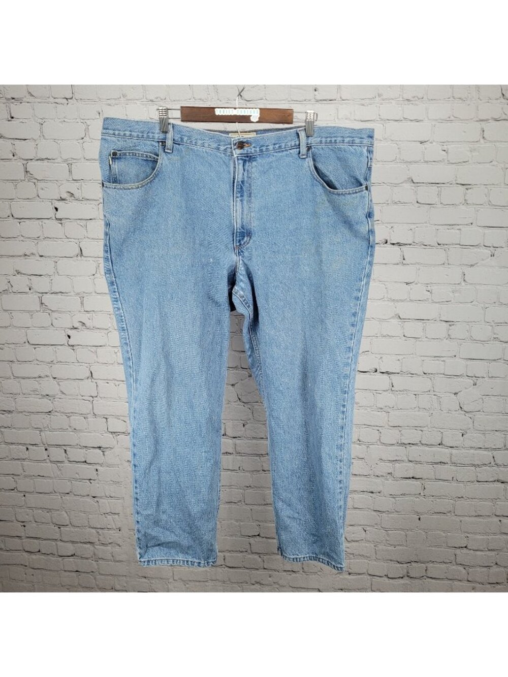 LL Bean Blue 100% Cotton Denim Classic Fit Medium Wash Straight Work Jeans 44x30